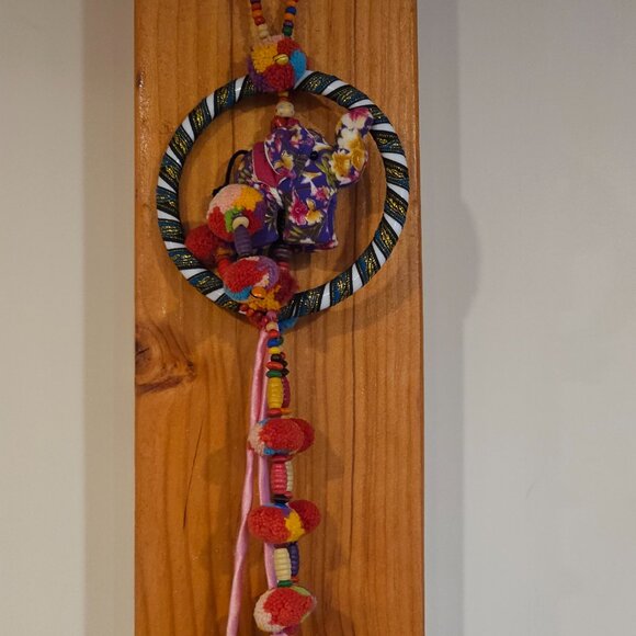 Hmong Boho Elephant pom pom dreamcatcher - Picture 5 of 7